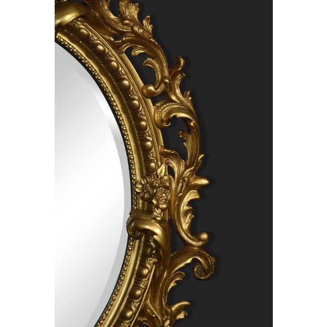 Carved Gilt-Wood Oval Wall Mirror For Sale - Image 6 of 10
