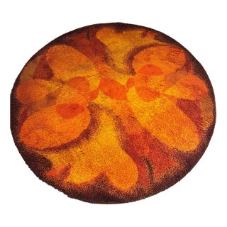 Vintage Orange Wool Rug, 1970s For Sale