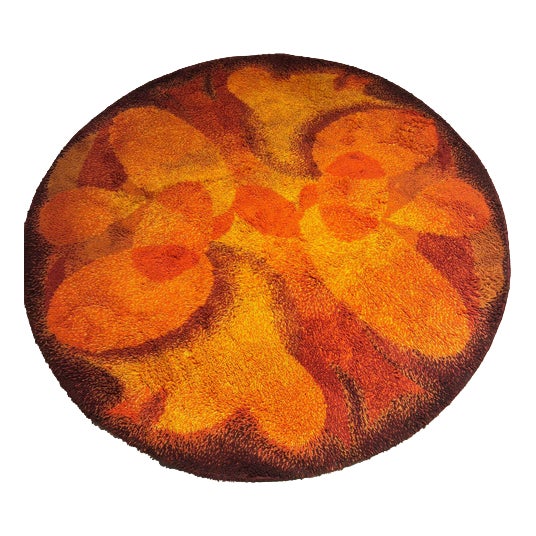 Vintage Orange Wool Rug, 1970s For Sale