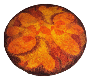 Vintage Orange Wool Rug, 1970s