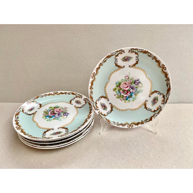 Vintage Bavarian Porcelain Floral Decor Dessert Snack Plates from Seltmann Weiden, 1960s, Set of 6 For Sale - Image 3 of 7