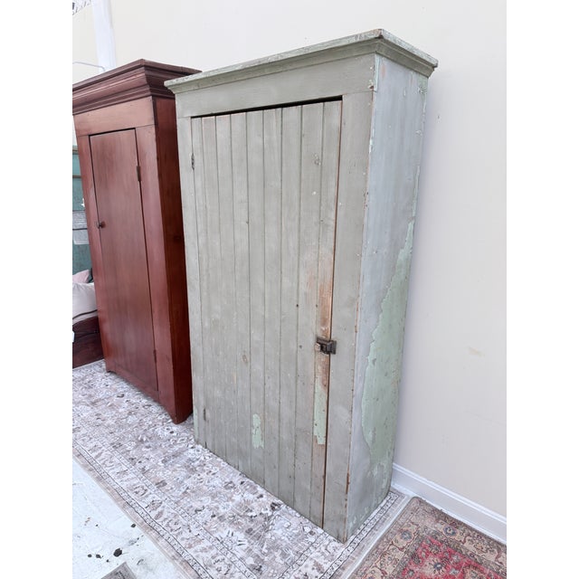 Wood Antique 19th Century Painted Pine Pantry Cabinet For Sale - Image 7 of 13
