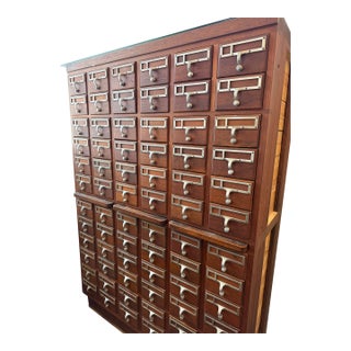 Vintage Library Card Catalog Cabinet- Large Solid Wood Apothecary Style For Sale