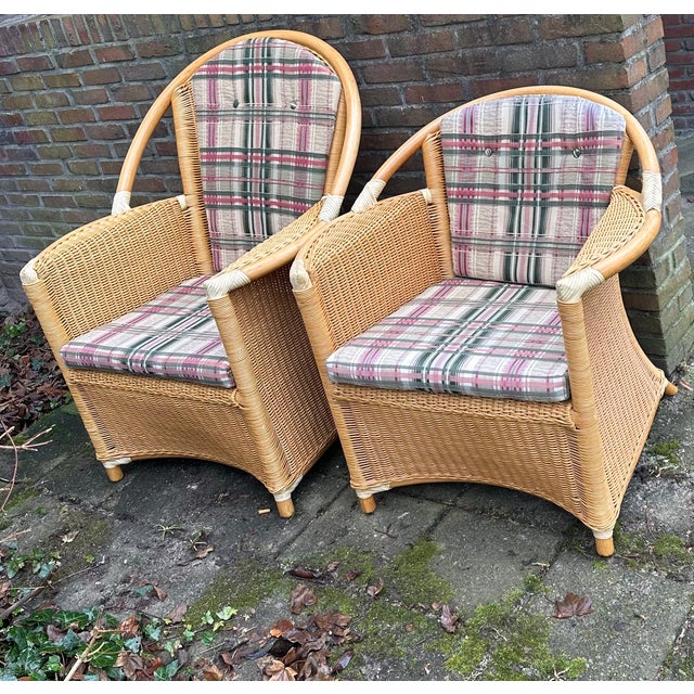 Wicker Garden Set with Glass Tabletop, Set of 3 For Sale - Image 11 of 15