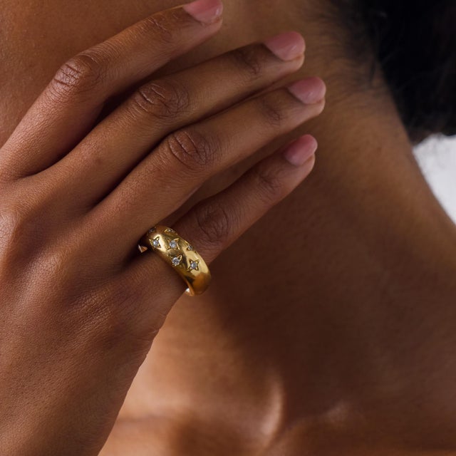 1970s 1970s Chaumet Vintage Diamond 18k Yellow Gold Dome Ring, Size 5.75 For Sale - Image 5 of 6