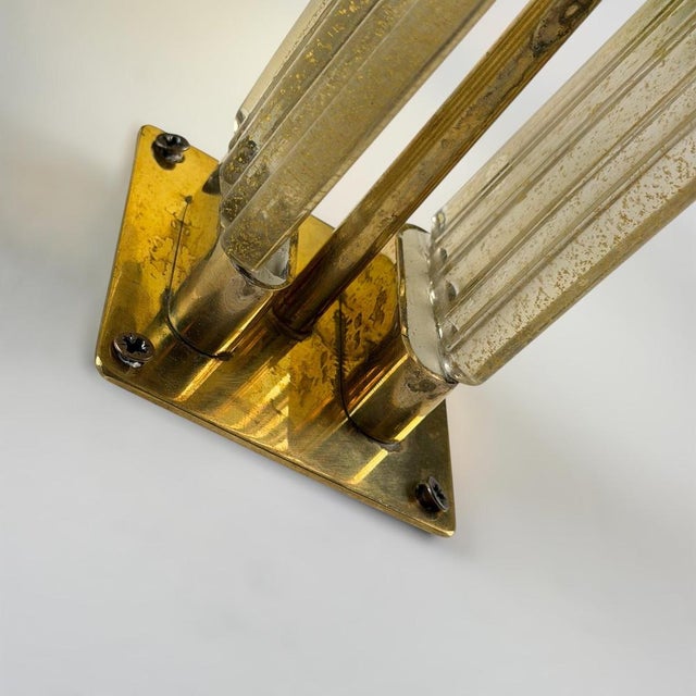 Vintage Murano Glass and Brass Wall Sconces by Tomaso Buzzi for Venini, 1940s, Set of 2 For Sale - Image 15 of 18