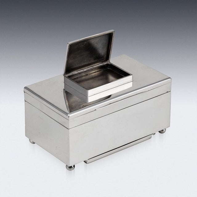 Antique English Silver 4-Tier Cigar Box, London, 1912 For Sale - Image 12 of 16