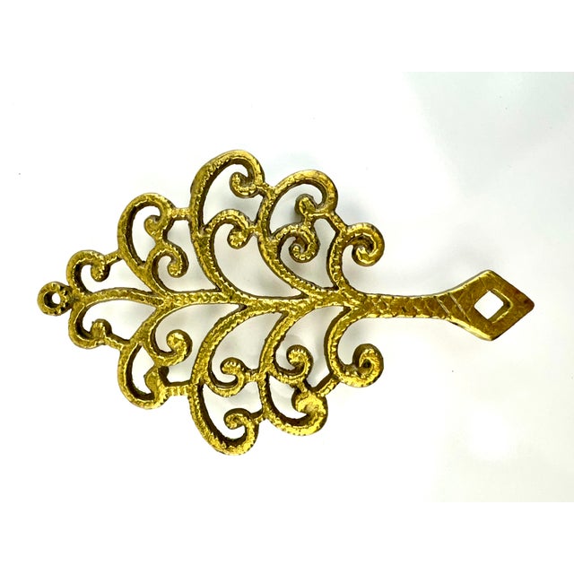 Rustic European Vintage Rustic Cast Brass Tree Trivet For Sale - Image 3 of 10