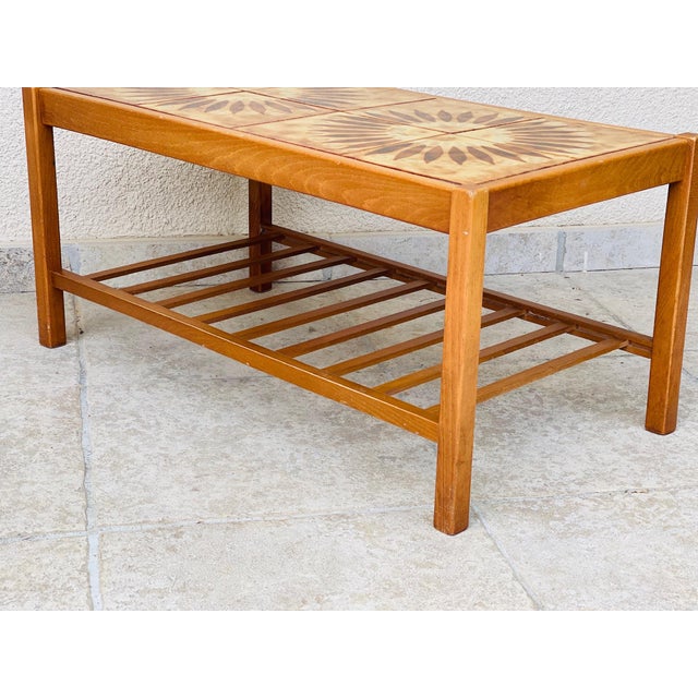 Vintage Teak and Ceramic Coffee Table with Sun Motif, 1960 For Sale - Image 11 of 13