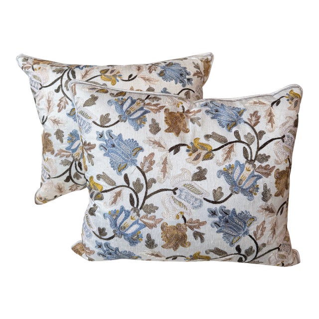 Pair of Anke Drechsel Floral Pillows For Sale