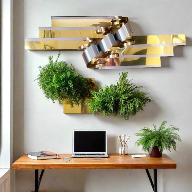 1980s 1989 Curtis Jere Brass & Chrome Flash Ribbon Wall Sculpture For Sale - Image 5 of 8