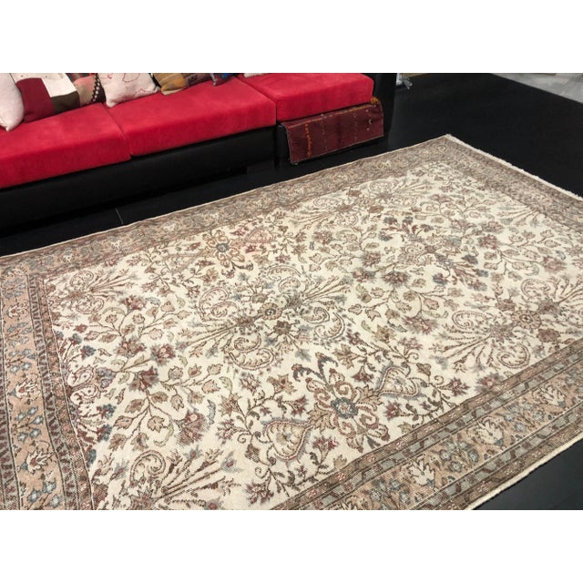 1960s Vintage Floral Design Turkish Anatolian Rug For Sale - Image 10 of 11