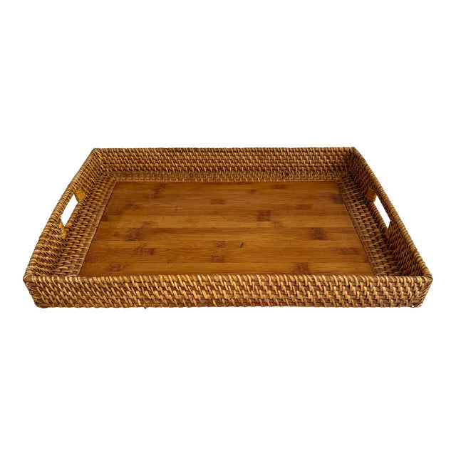 Rattan & Bamboo Breakfast Tray For Sale