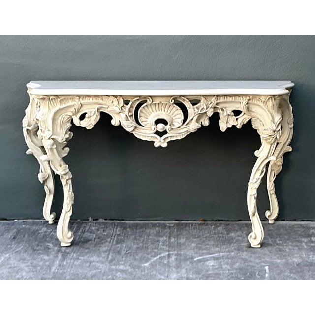 Vintage Louis XVI Stone Top Console Table For Sale - Image 4 of 12