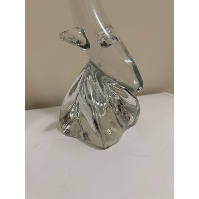 Art Deco Daum France Art Glass Diving Dolphin Crystal Sculpture Figurine Signed 18in For Sale - Image 3 of 8