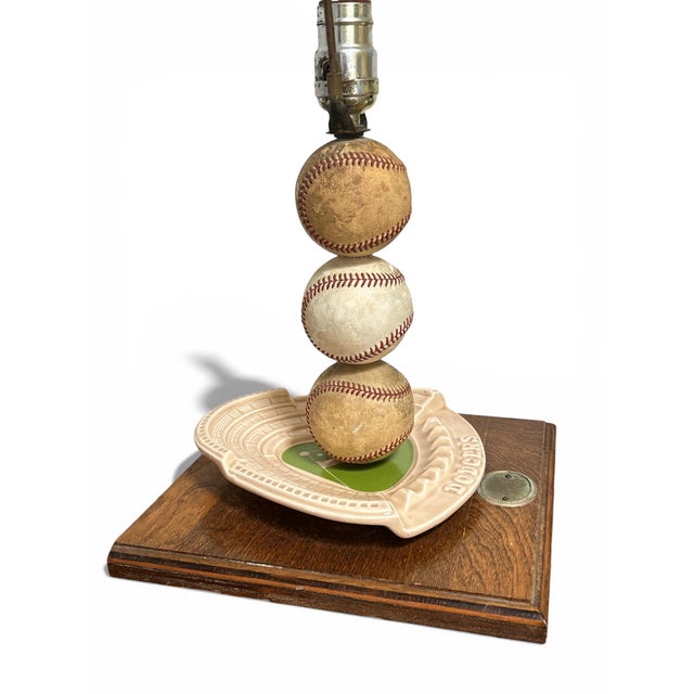 Mid-Century Modern 1960’s Mid Century Los Angeles Dodgers Ceramic Ashtray Baseball Lamp For Sale - Image 3 of 8