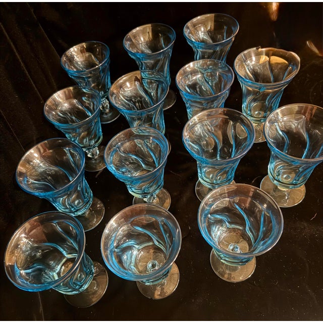 1950s Fostoria Jamestown Blue Goblets - 14 pcs For Sale - Image 6 of 12
