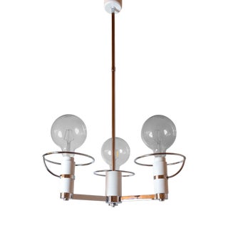 Space Age Three Lights Chromed Chandelier from Reggiani, Italy, 1970s For Sale