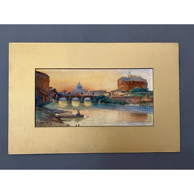 View of Rome, 1890s, Watercolor For Sale - Image 10 of 11