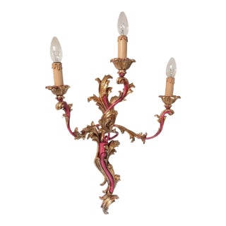 Antiqued Gold-Leaf Resin Wall Lamp, 1970s For Sale