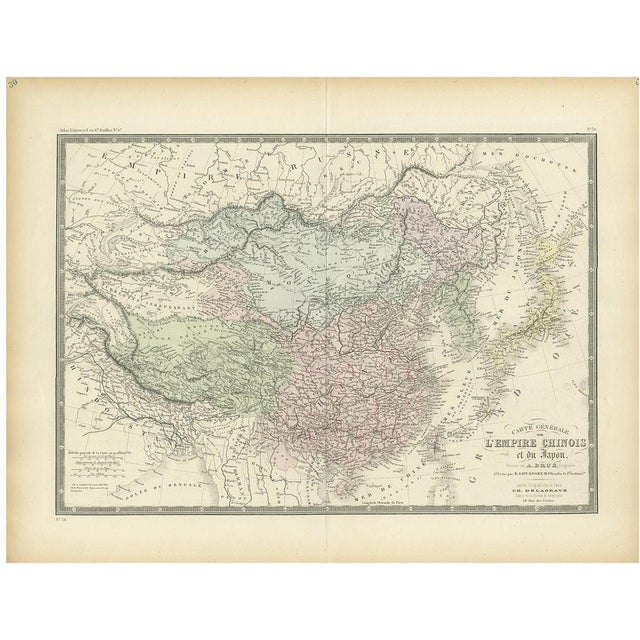 Antique Map of the Chinese Empire and Japan, 1875 For Sale - Image 6 of 6