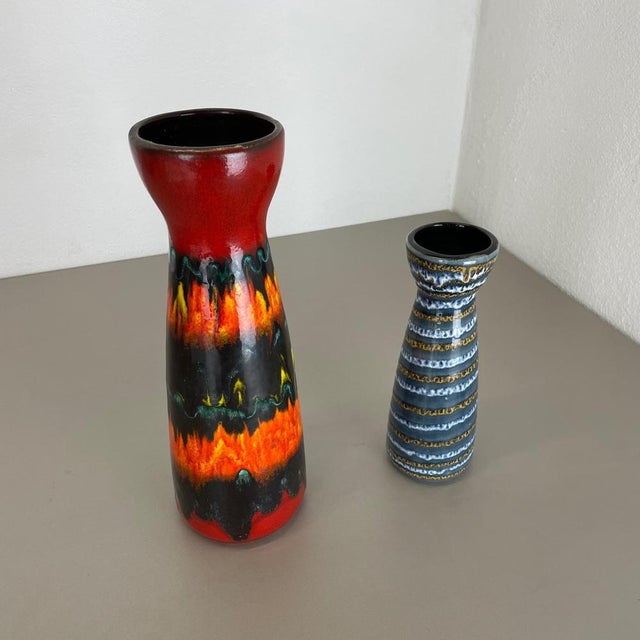 1970s Pottery Fat Lava Vases from Scheurich, Germany, 1970s, Set of 2 For Sale - Image 5 of 18