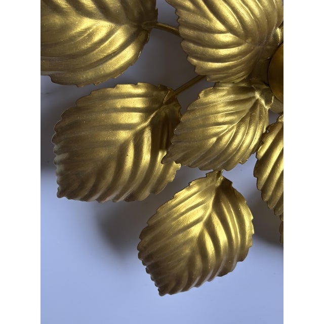 Large Gold Floral Wall Sconce, 1970s For Sale - Image 3 of 7