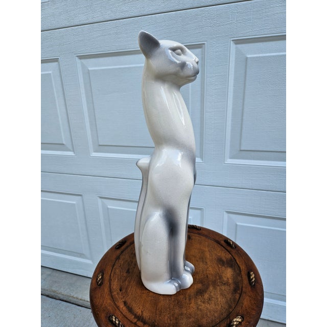 Mid-Century Modern Tall Mid-Century Modern Gray and White Cat For Sale - Image 3 of 14