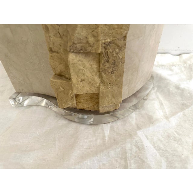 Postmodern Vintage Tessellated Stone Table Lamp For Sale - Image 3 of 10