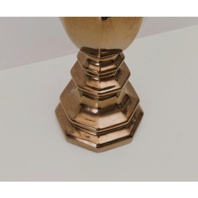 Mid-Century Modern Haeger Pottery Ceramic Mid-Century Lamp Bronze Gold Venetian Mirror Finish For Sale - Image 3 of 3
