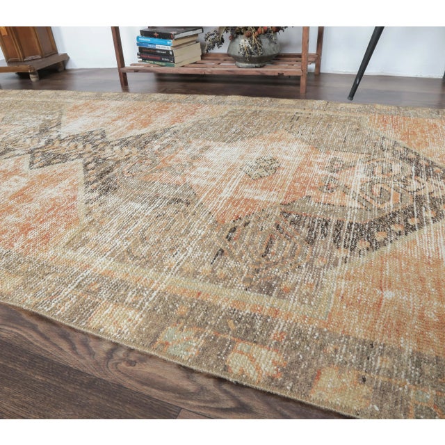 1970s 3'1x10'4 Ft, Turkish Orange Oushak Vintage Runner Orange For Sale - Image 5 of 8