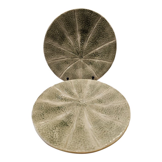 Vintage Bordallo Pinheiro Melon Majolica Salad Dessert Plates - Set of 2 For Sale