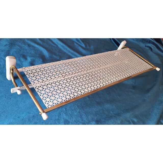 Coat and Hat Rack in Brass and Perforated Metal attributed to Mathieu Mategot, 1960s For Sale - Image 4 of 6