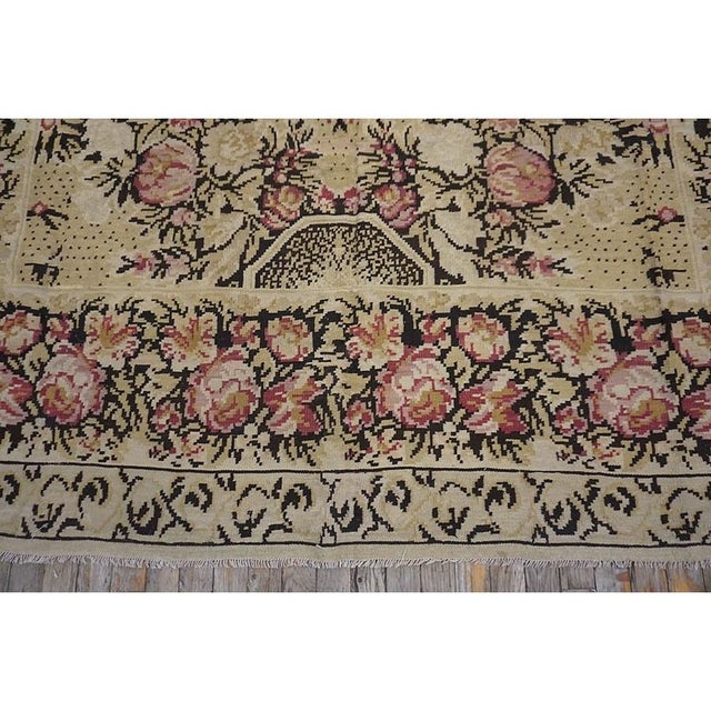 Ivory 1850s Ivory Pink Antique Besserabian Kilim Flatweave Carpet Floral Medallion Rug For Sale - Image 8 of 12