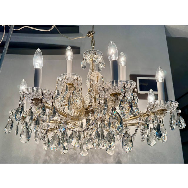 Gold Traditional Maria Theresia Style Crystal Chandelier - 12 Lights For Sale - Image 8 of 9
