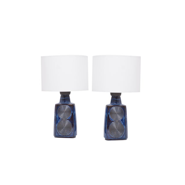 Mid-Century Blue Model 3461 Table Lamps by Einar Johansen for Soholm, 1960s, Set of 2 For Sale