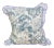 Fabric Blue & White Flora & Fauna Print Pillow For Sale