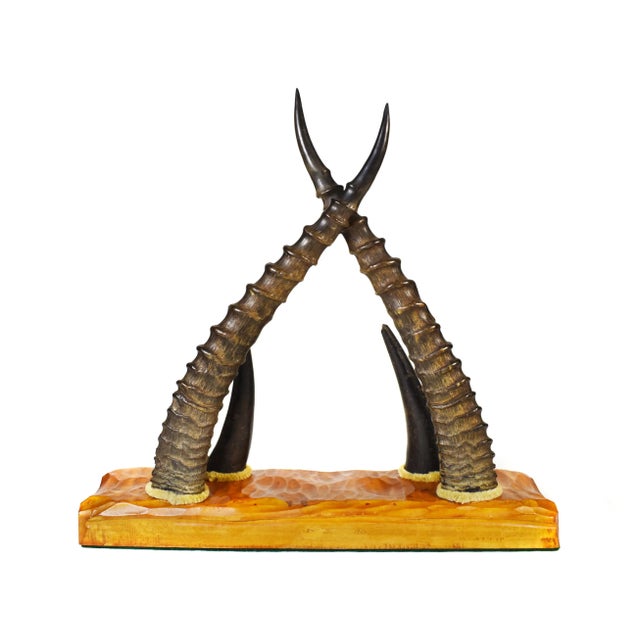 Early 20 Century Antelope Horn Desk Letter Paper Organizer For Sale - Image 10 of 11