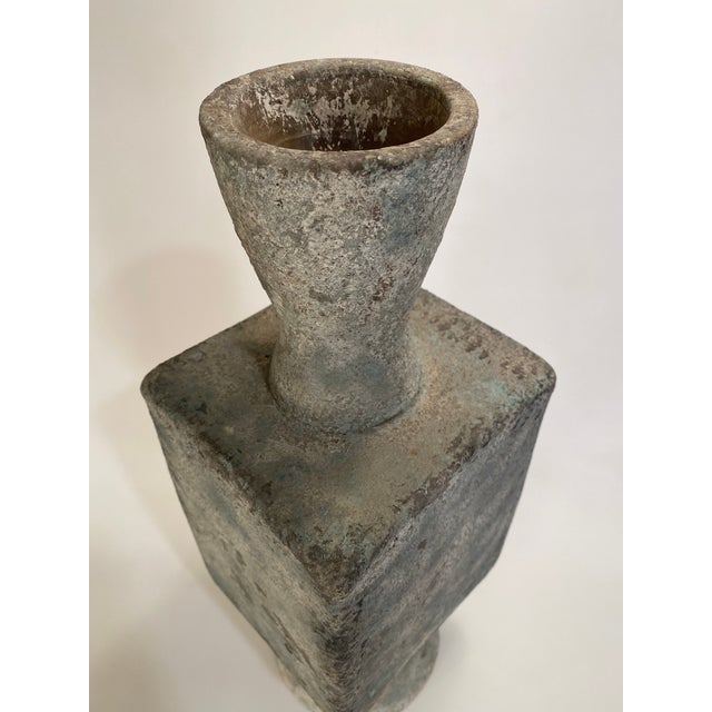 1950s Large Slab Built Volcanic Glaze Architectural Pottery Vase, 1959 For Sale - Image 5 of 13