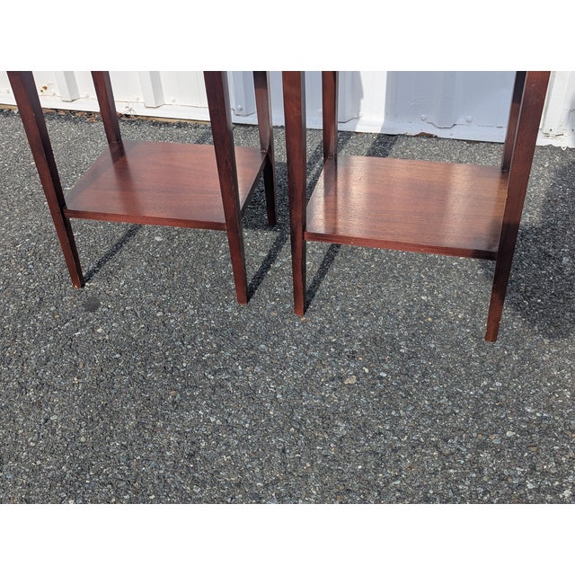 Dixie Vintage Mid Century Federal Style Mahogany Tiered Bedside Table - A Pair For Sale In Washington DC - Image 6 of 10