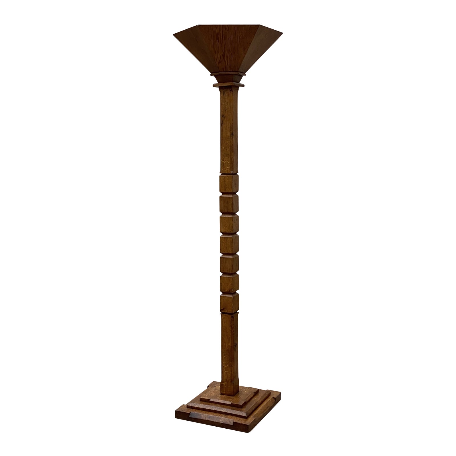 Art Deco Oak Torchiere Floor Lamp Chairish