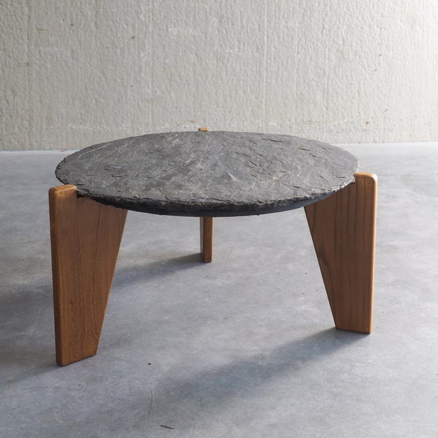 Brutalist Slate and Pine Side Tables, 1970s, Set of 2 For Sale - Image 14 of 18