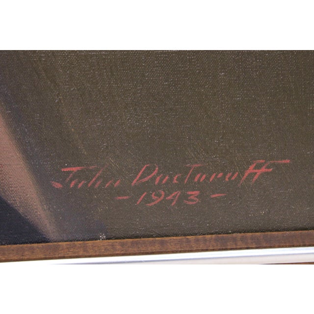 Paint Vintage 1940s Finely Rendered Portrait of Woman by John Doctoroff For Sale - Image 7 of 7