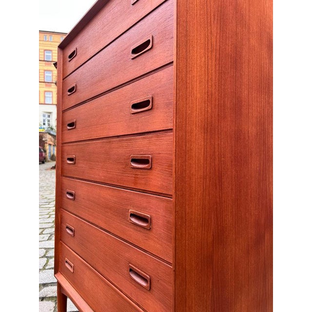 Brown Teak Chest of 7 Drawers, Denmark For Sale - Image 8 of 11