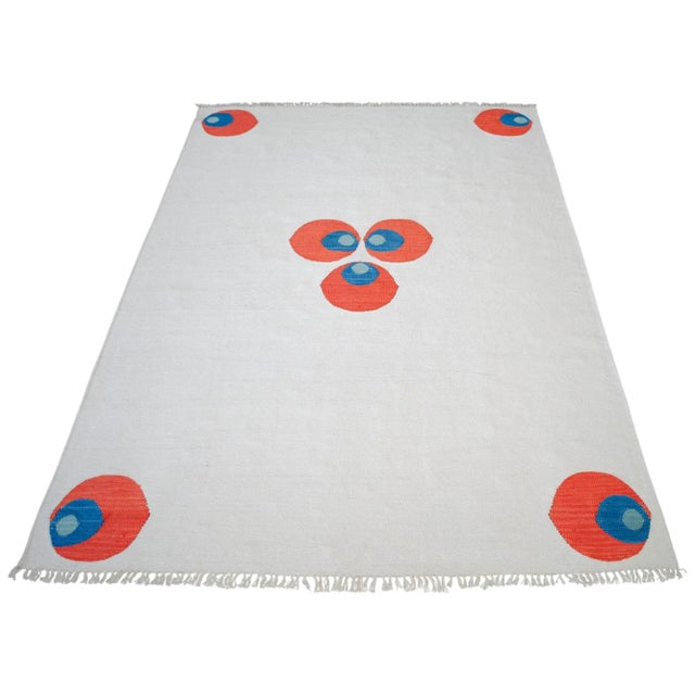 Textile Turkish Silk Rug Kilim Hand Woven Chintemani Motif Oushak Area Rug - 4′3″ × 6′4″ For Sale - Image 7 of 18