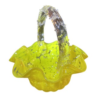 Vintage Franz Welz Art Glass Basket. For Sale