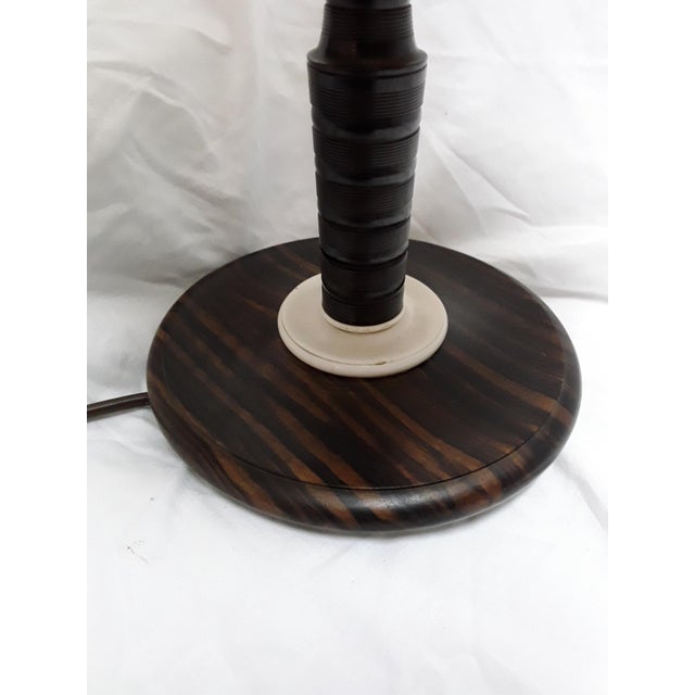 Wood Vintage Rosewood and Leather Table Lamp, 1920s For Sale - Image 7 of 9