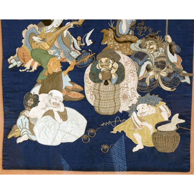 Framed Antique Japanese Embroidery Fukusa Panel For Sale - Image 12 of 13