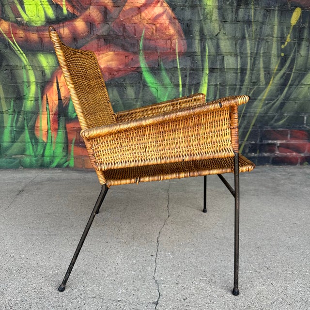Wood Van Keppel-Green Rattan and Iron Patio Chair For Sale - Image 7 of 12