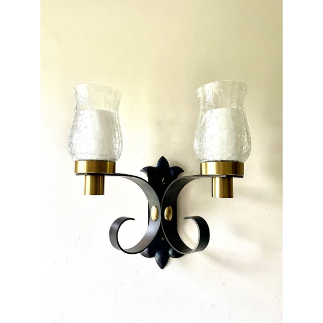 Black Large Brutalist Wall Lamp by Jean Perzel, 1950 For Sale - Image 8 of 15